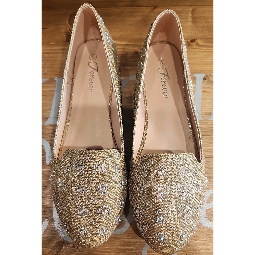 Women Forever Rose‎ Gold Glitter Flat New Shoes 5 - Picture 3 of 6